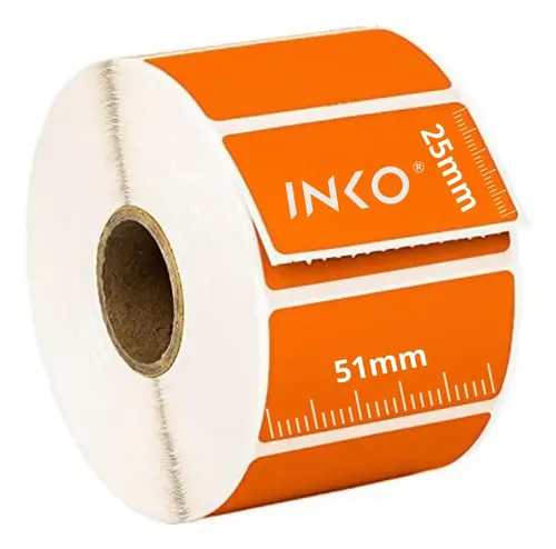 01 Rollos Etiqueta Térmica Naranja 51x25mm 2x1 PLG con 1,000 etiquetas p/rollo y pleca pre corte